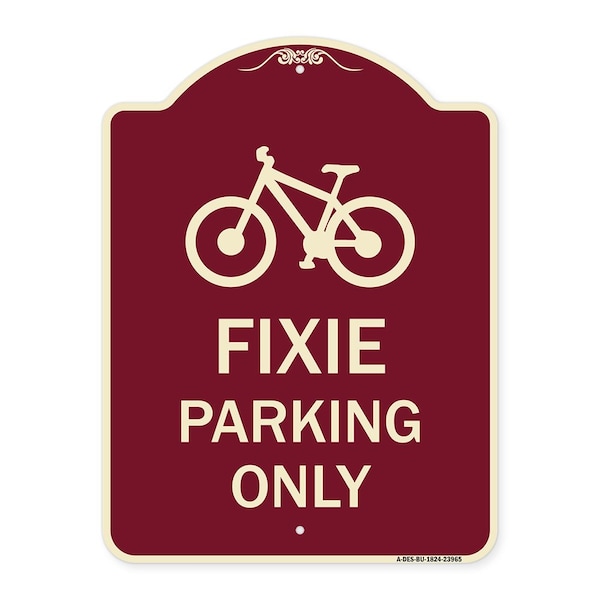 Signmission Designer Series Fixie Parking Only, Burgundy Heavy-Gauge Aluminum Sign, 18" L, 24" H, BU-1824-23965 A-DES-BU-1824-23965 - main